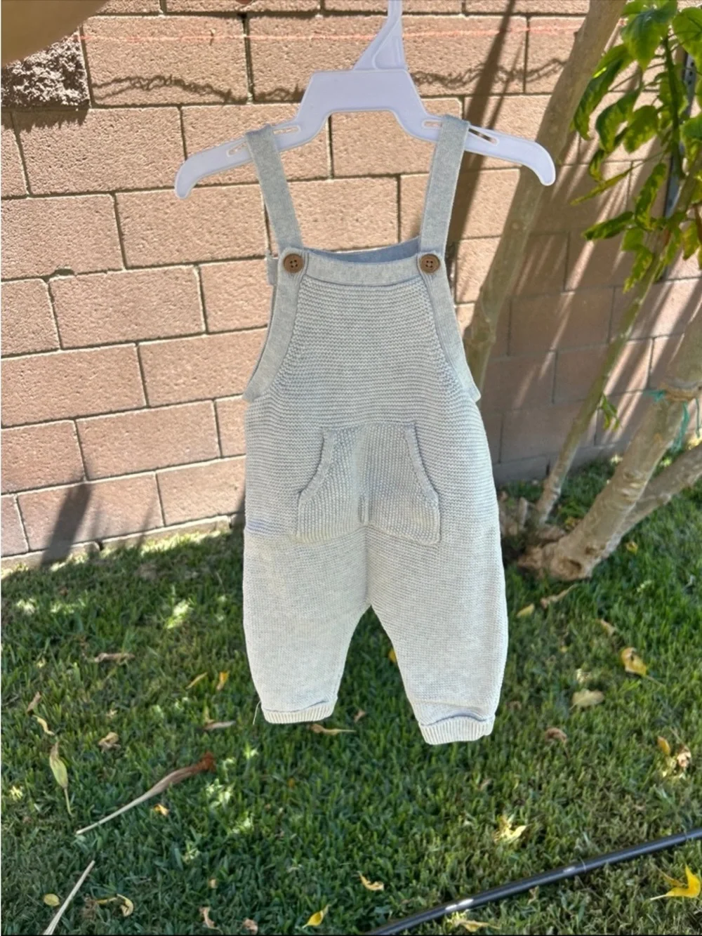 Carter's organic cotton grey Knit Overalls with Front Pocket
